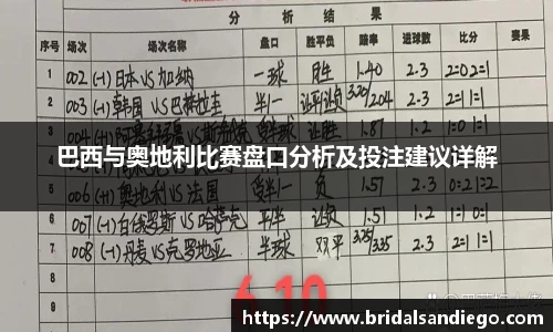 巴西与奥地利比赛盘口分析及投注建议详解